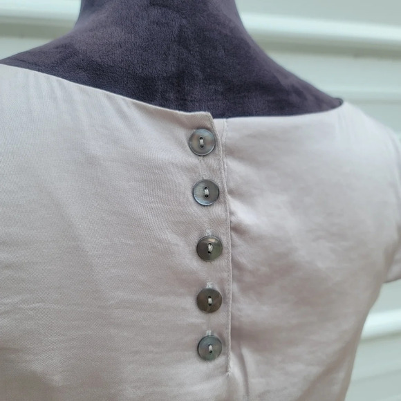 NWT H&M Sheath Dress Women Taupe Gray Satin Knee Length Cap Sleeves Belted sz 6 - Picture 14 of 15